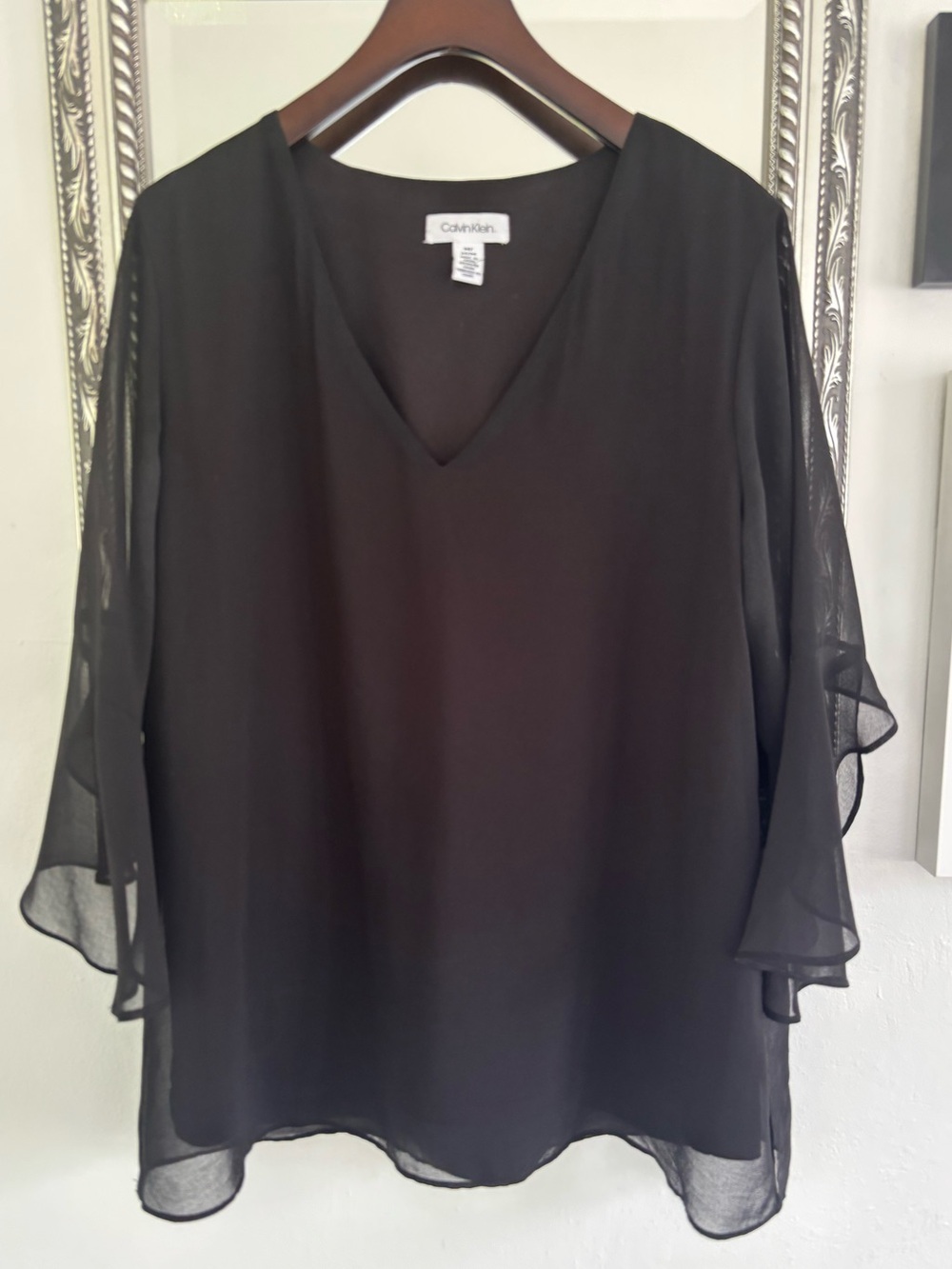 Calvin Klein blouse in gauzy, flowy black. EUC.